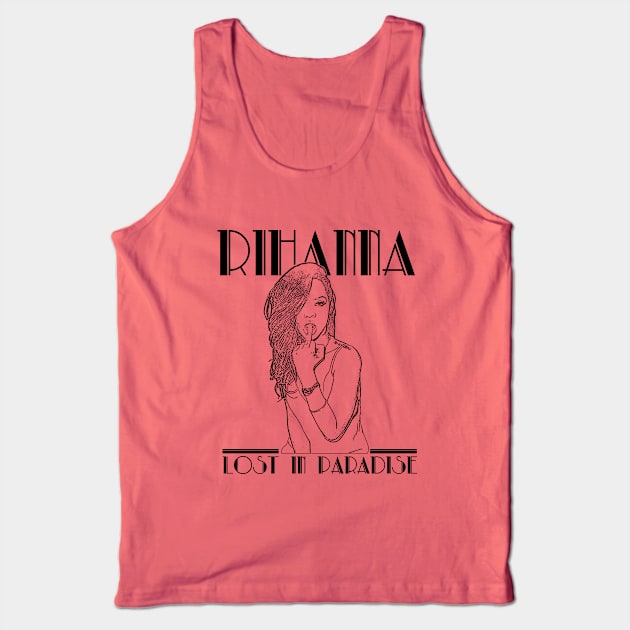 Rihanna // Lost in paradise // Black retro Tank Top by Degiab